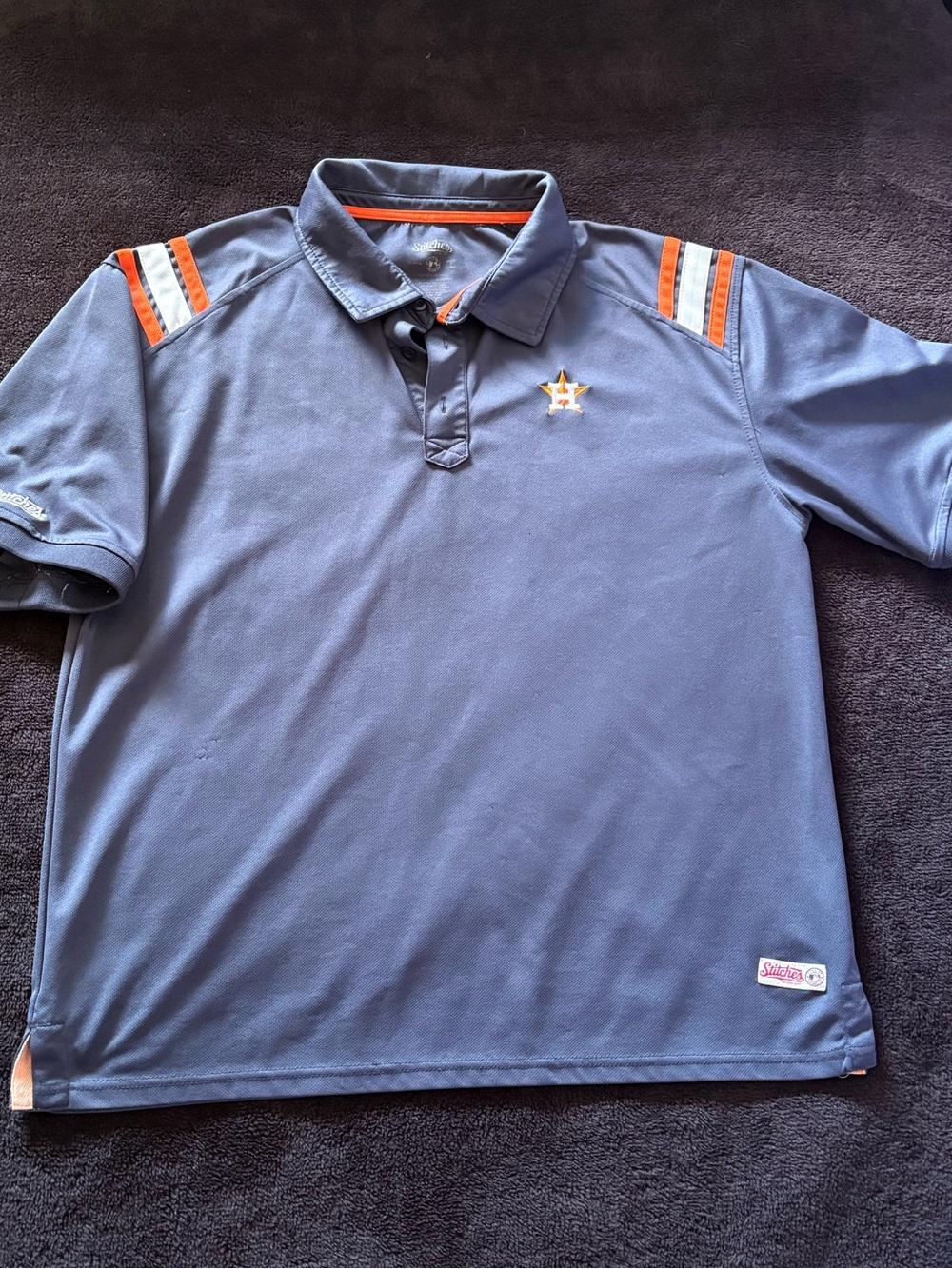 Houston Astros x Stitches embroidered chest logo navy blue polo men’s XL